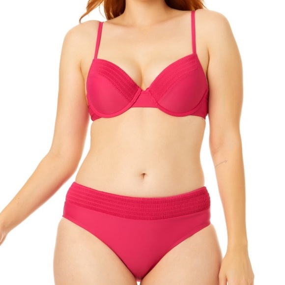 'Summer Fuchsia' Smocked Bikini Swim Bottoms 3X (24W-26W)-NWT - Time and Tru - Picture 16 of 16